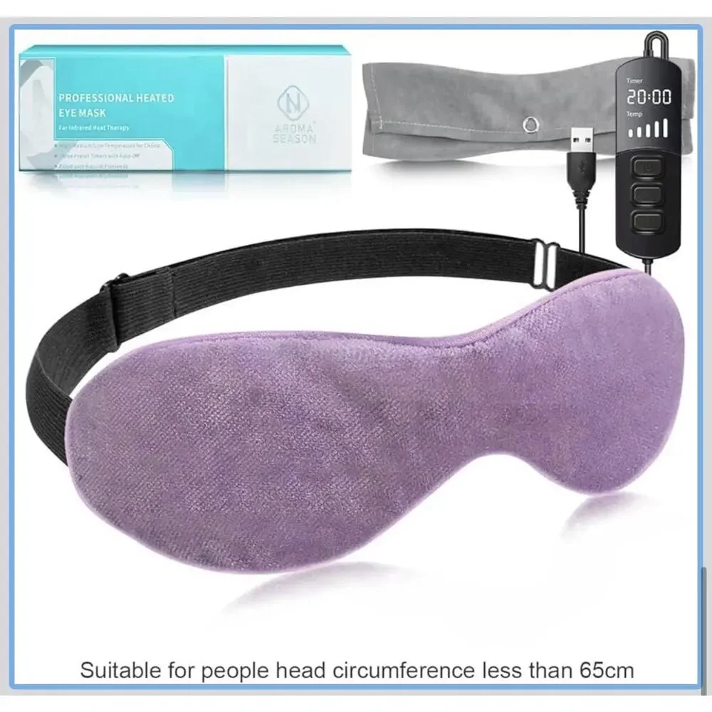 Aroma Season Heated Eye Mask USB Warm Compress Dry Eye Migraine Relief Purple